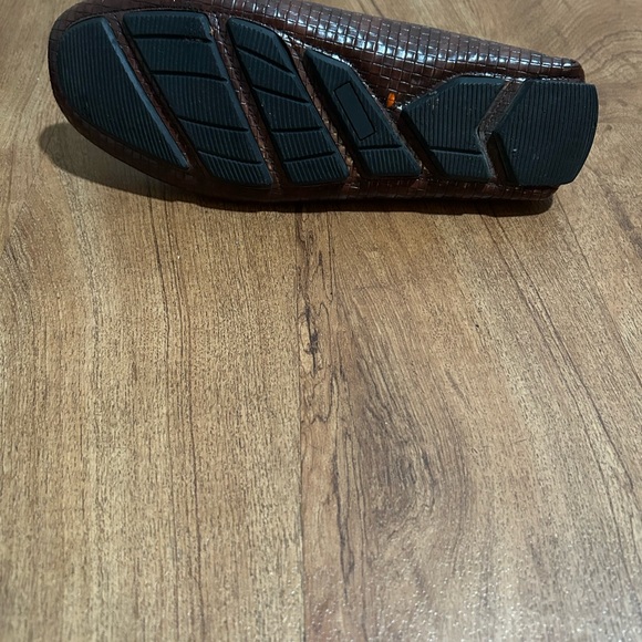 David Stone Brown Men’s Size 10 Woven Faux Leather Horsebit Loafers Moccasins - Picture 7 of 10